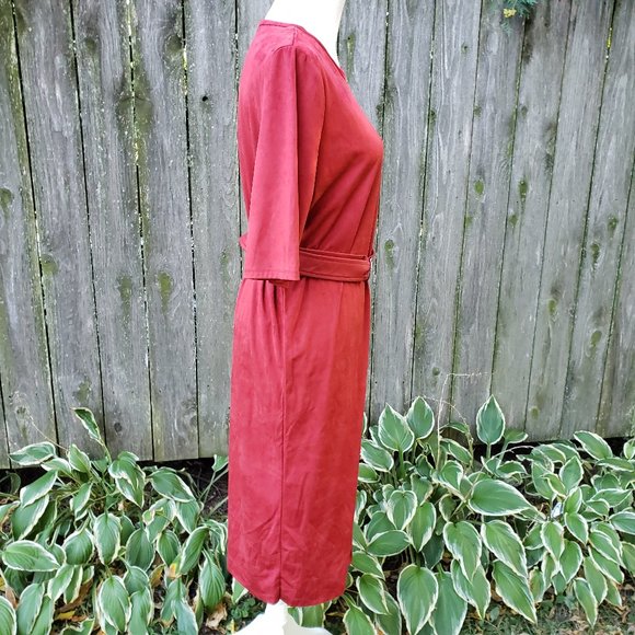 NWT Zara Stretchy Belted Shirt Dress Burgandy - Picture 3 of 6